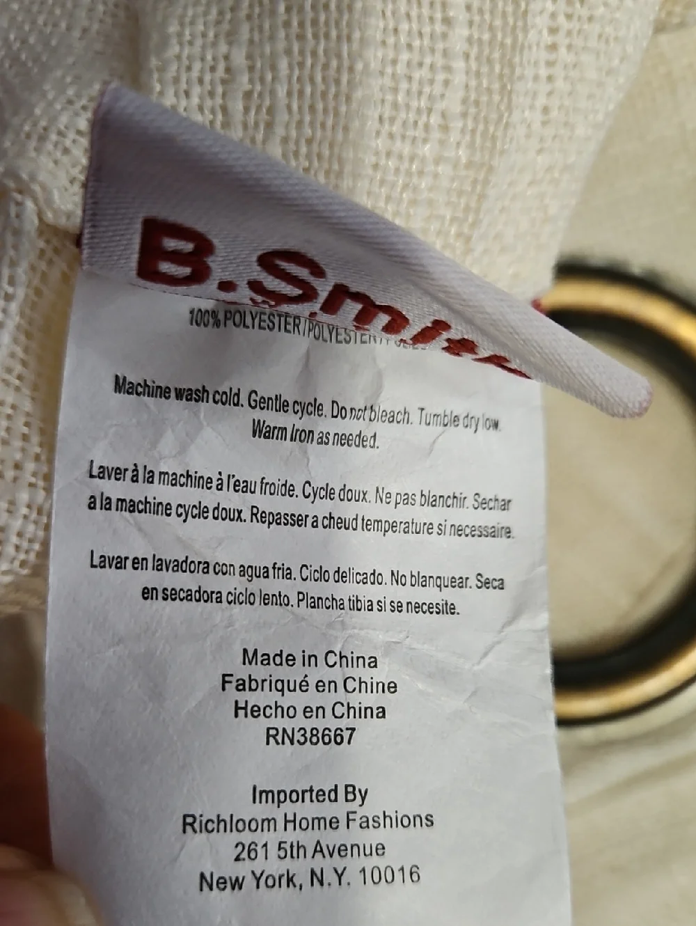 B.SMITH  WITH STYLE  2 Pieces Ivory Linen Look Textured Curtain Each Panel 50X84